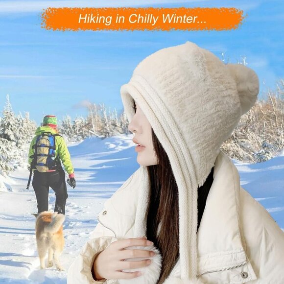 Women Baise Winter Sherpa Beanie Hats Knit Ear Flaps Peruvian Cover Ears main image 6